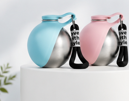 WagWander portable dog water bottle — Sky Blue and Soft Pink variant set